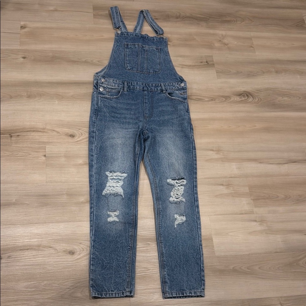 Forever 21 Men’s Small Casual Blue Denim distressed Overalls
